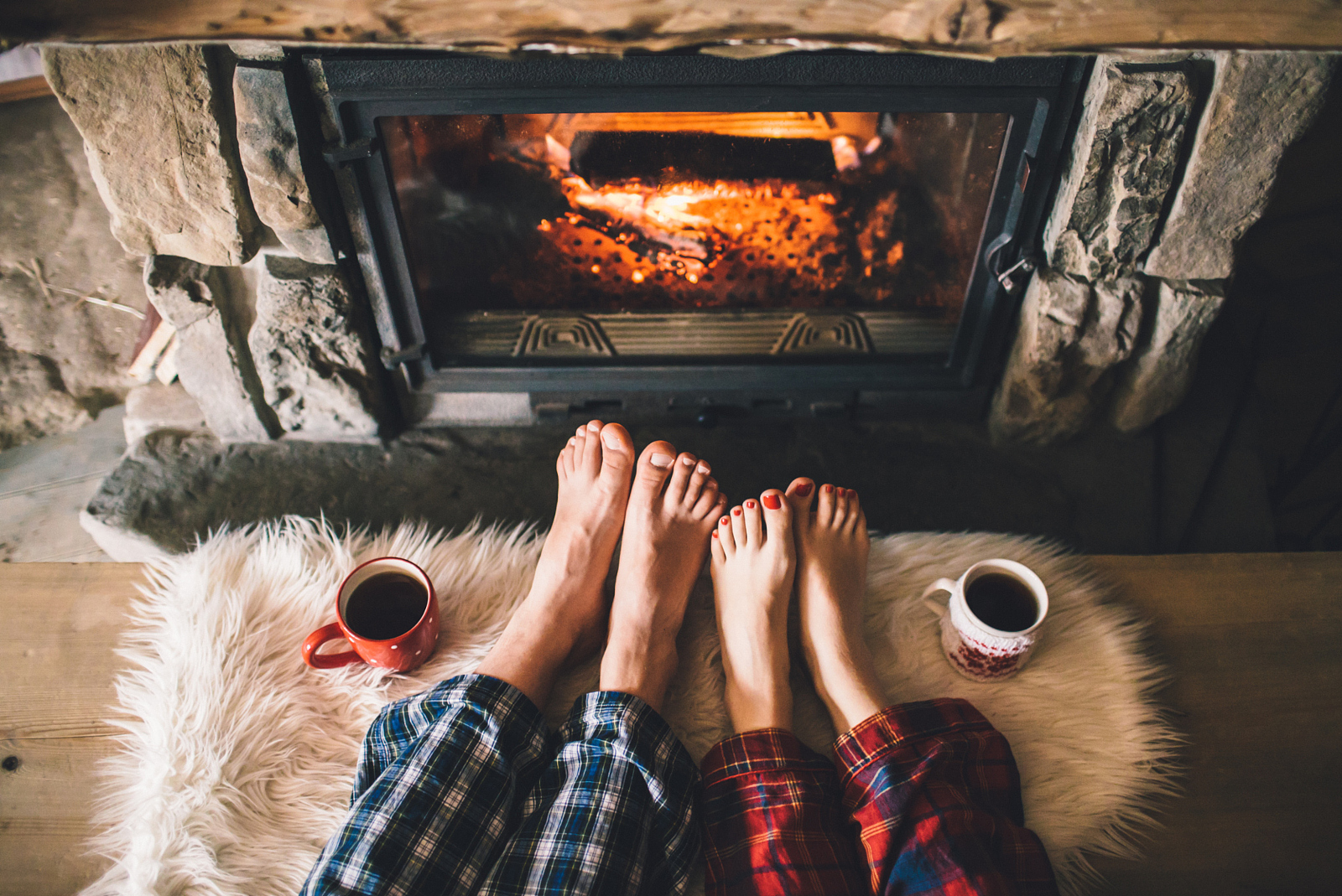 couple Cozy Fireplace