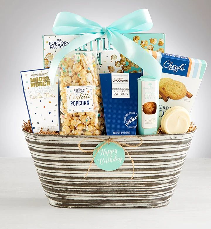 A gourmet food basket for boyfriend on birthday