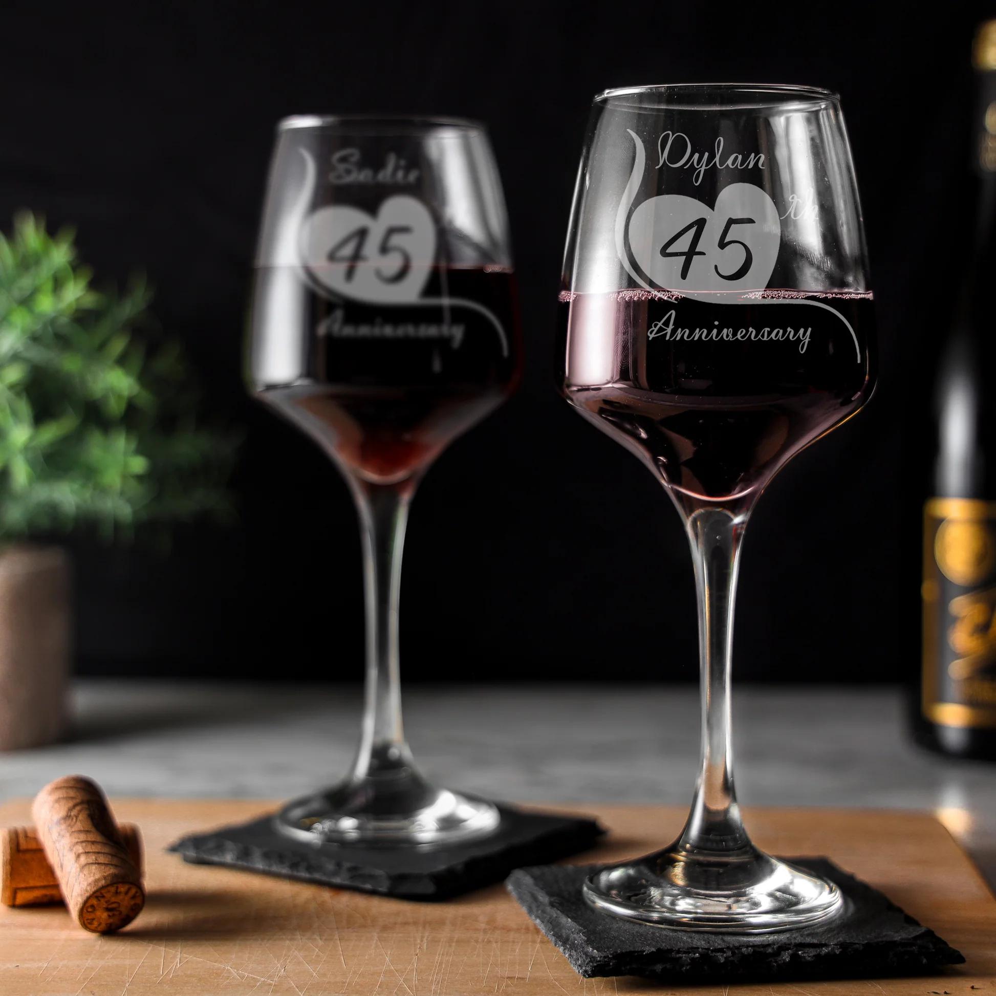 Personalized Anniversary Wine Glasses